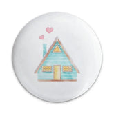 A Frame House Pinback Button, Watercolor Cabin Badge, Home with Hearts Pin, Cute House Pin, Gift for Housewarming, Real Estate Agent Pin - Tawshia